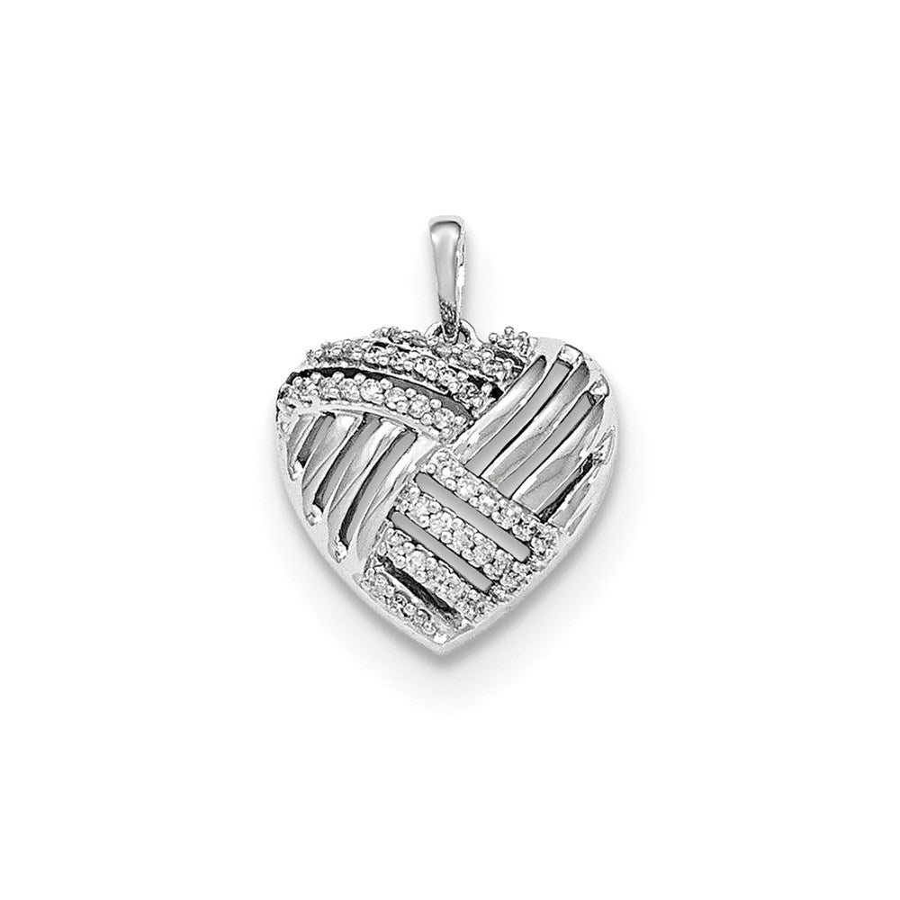 14k white gold polished real diamond heart domed pendant xp4930aa