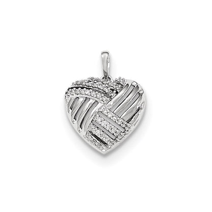14k white gold polished real diamond heart domed pendant xp4930aa