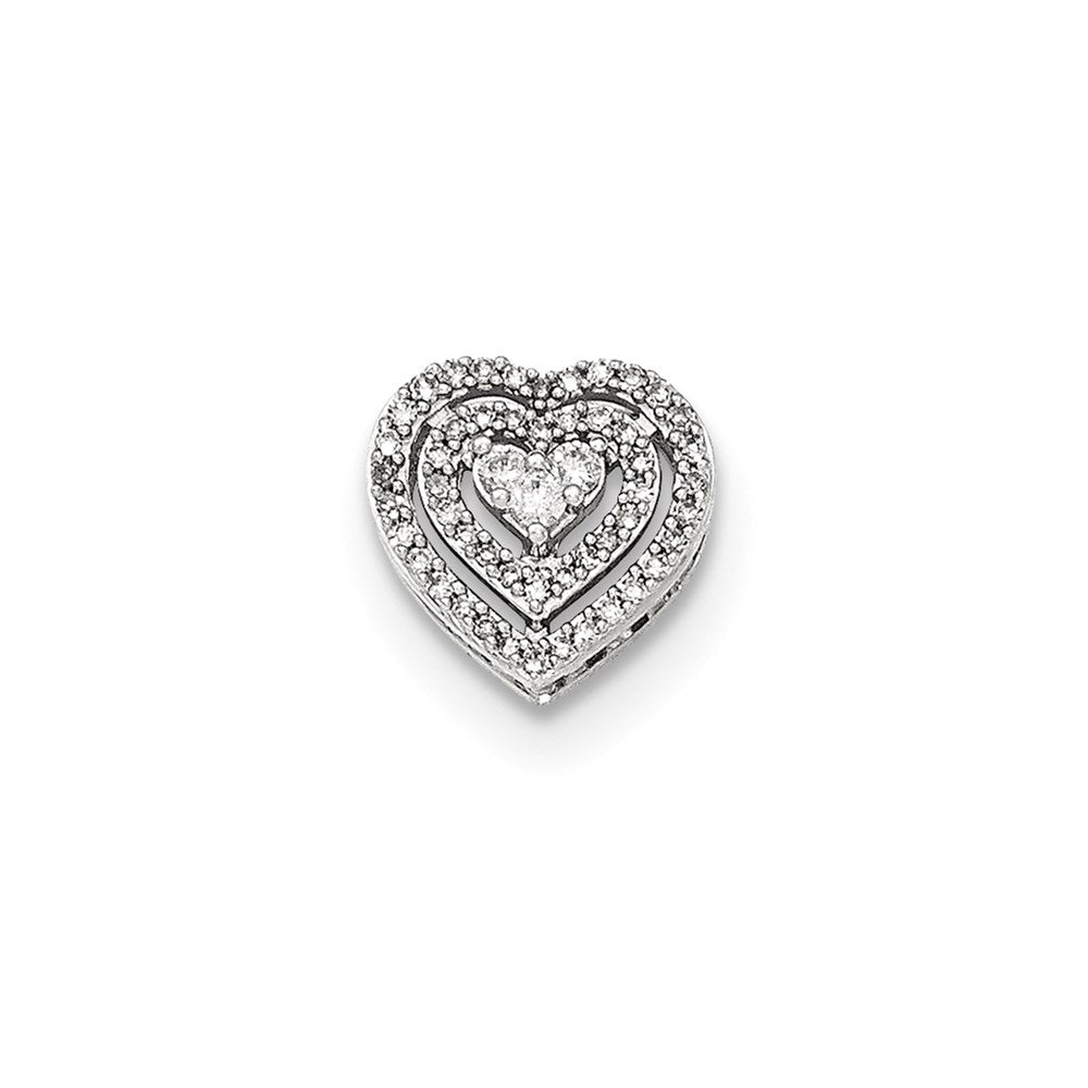 14k white gold polished real diamond heart chain slide pendant xp4936aa