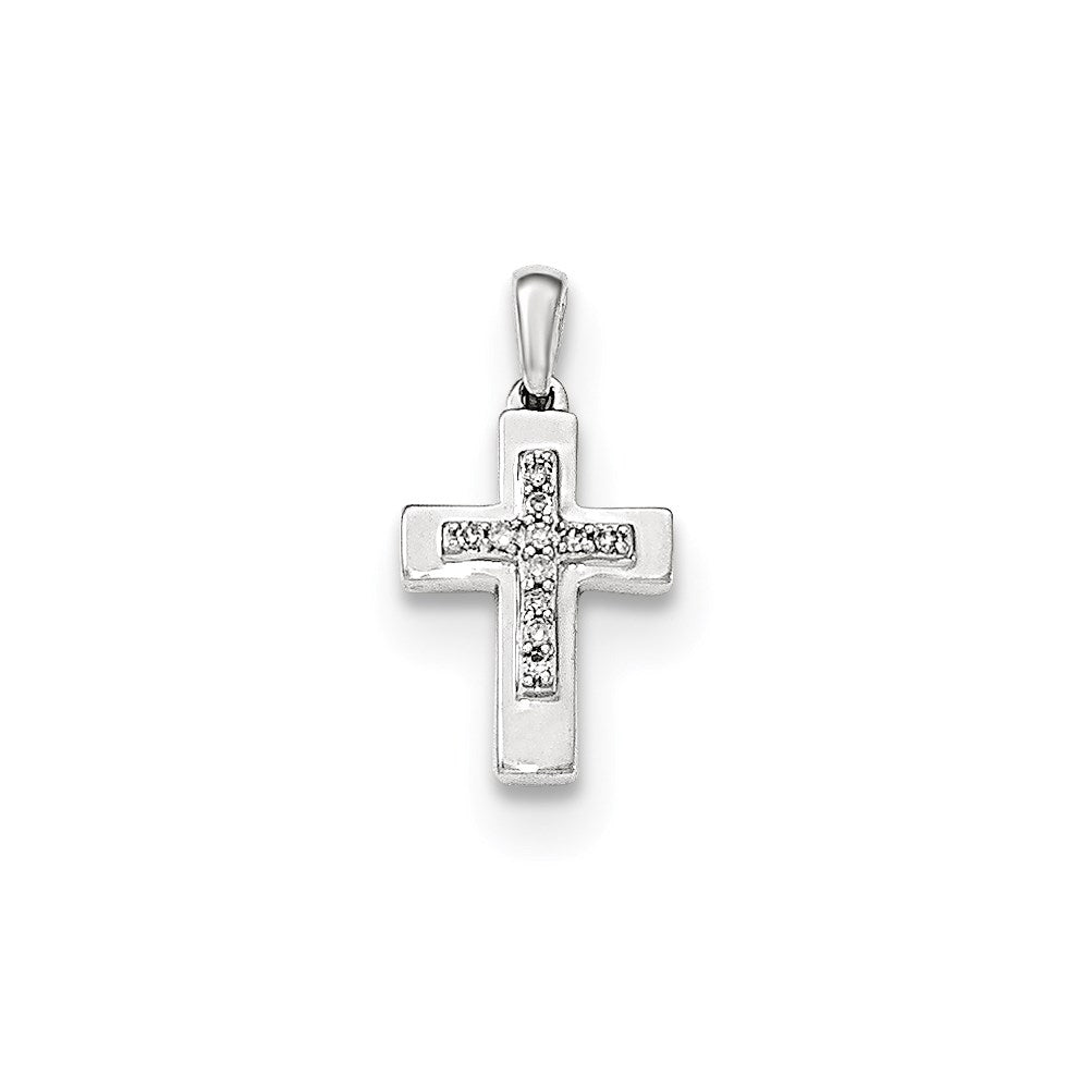 14k white gold real diamond cross pendant xp4949aa