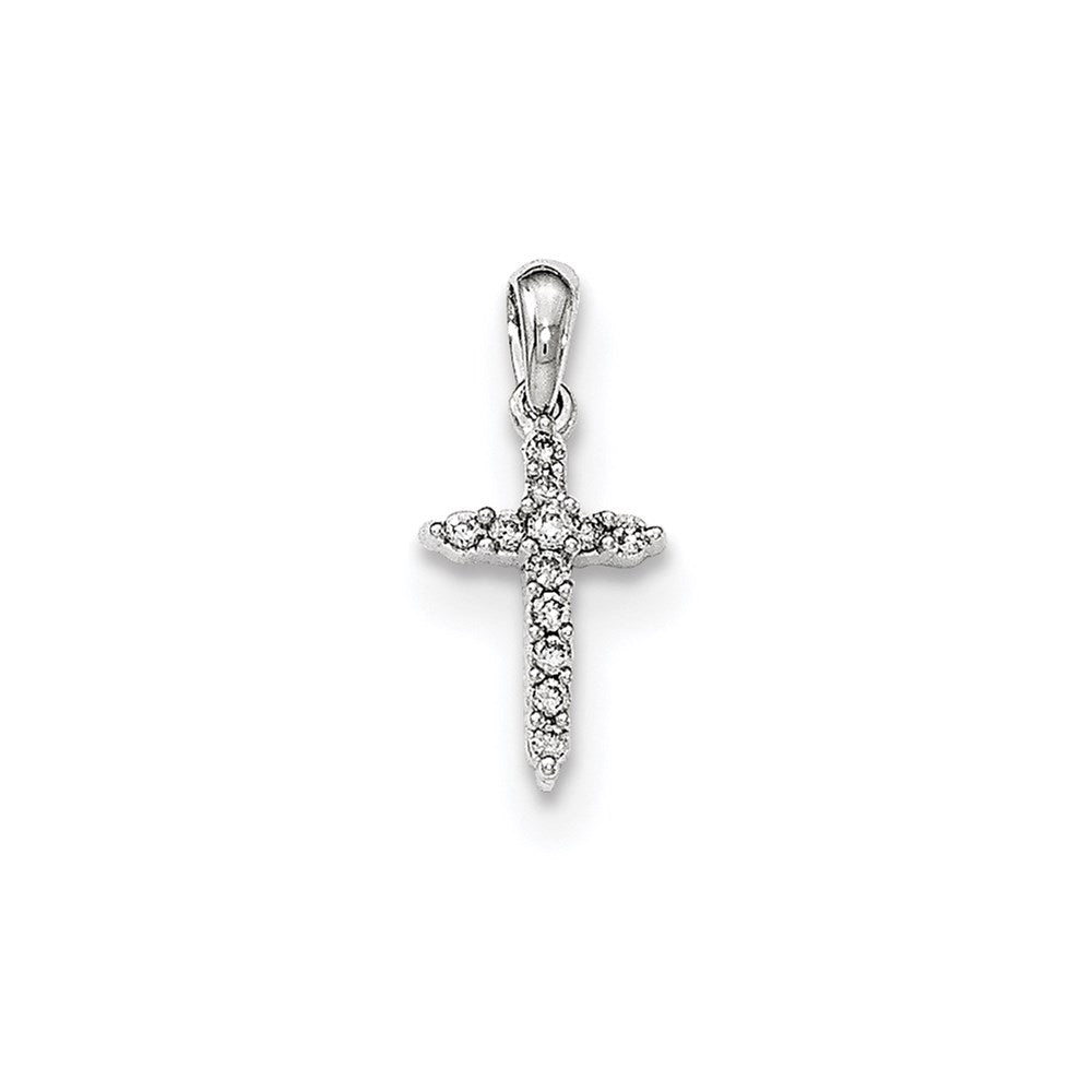 14k white gold polished real diamond cross pendant xp4954aa