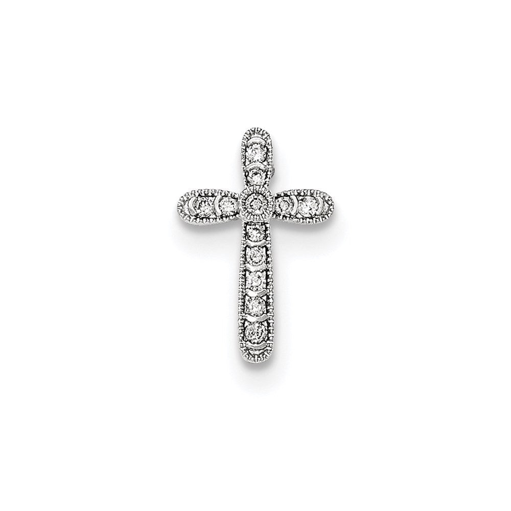 14k white gold polished real diamond cross chain slide pendant xp4955aa