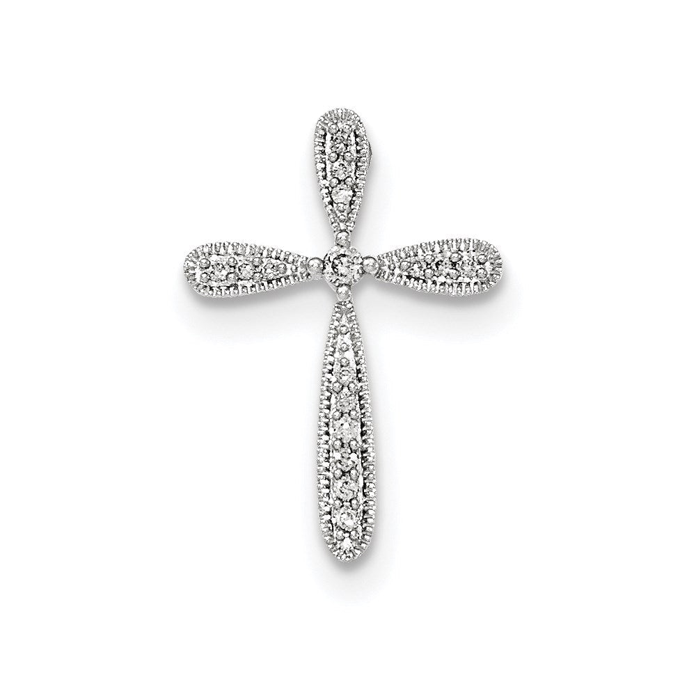 14k white gold polished real diamond cross chain slide pendant xp4958aa