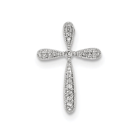14k white gold polished real diamond cross chain slide pendant xp4958aa