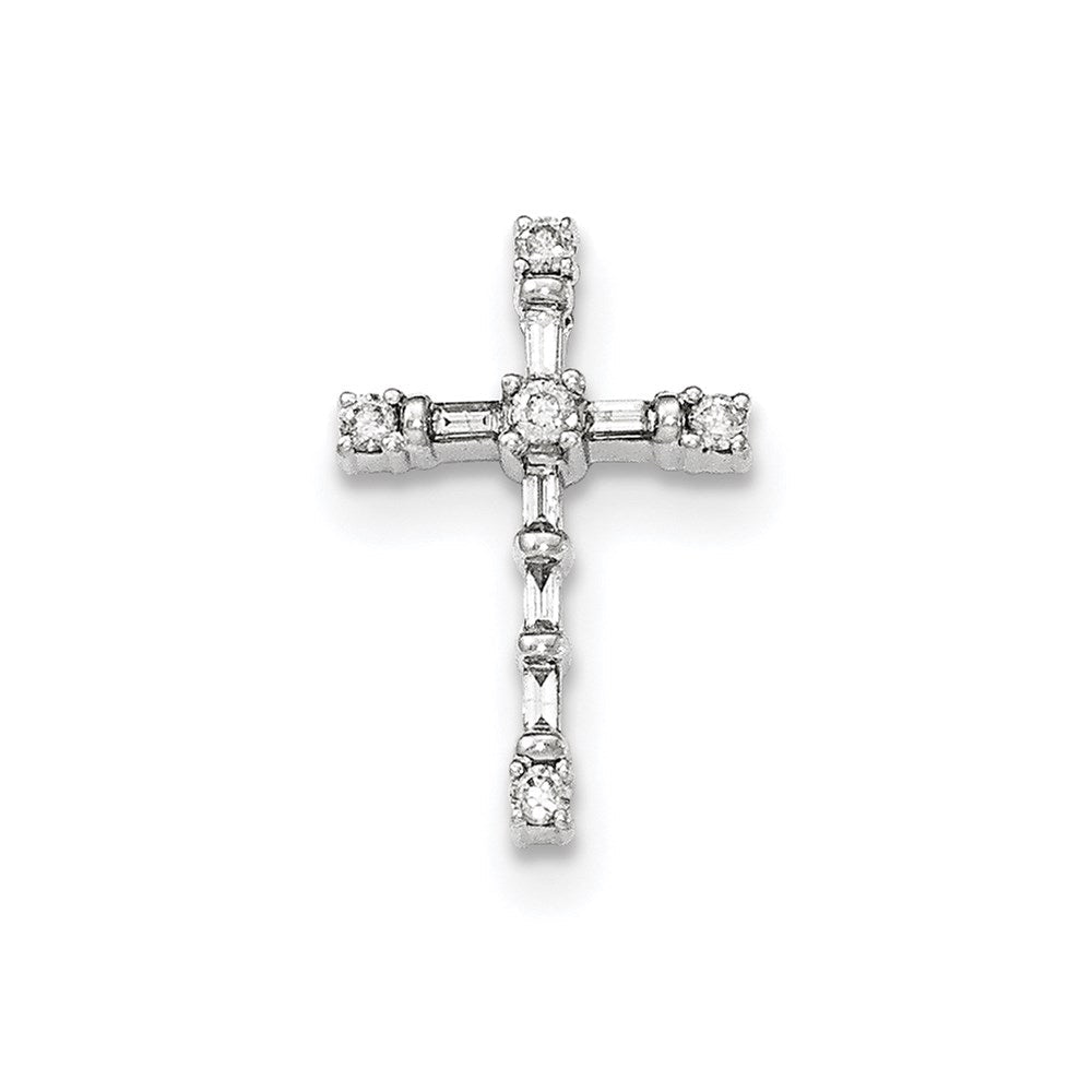 14k white gold real diamond cross chain slide pendant xp4959aa
