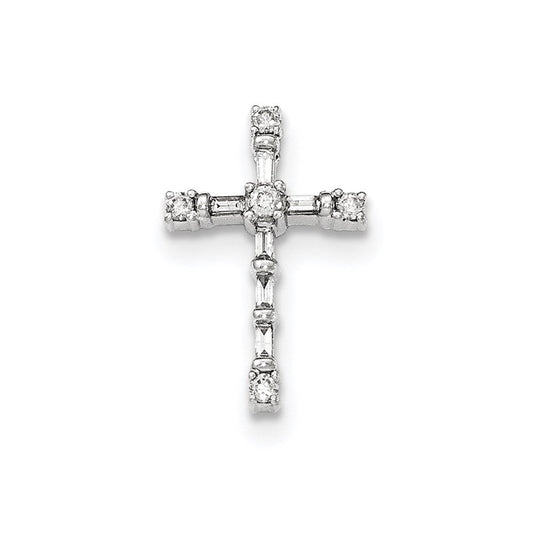 14k white gold real diamond cross chain slide pendant xp4959aa