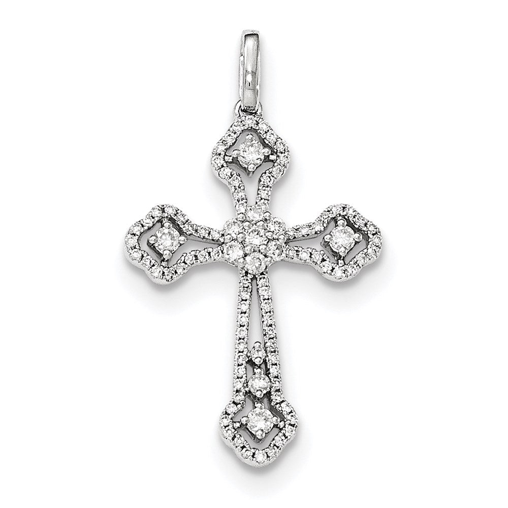 14k white gold real diamond cross pendant xp4962aa