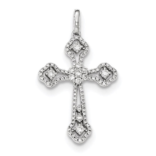 14k white gold real diamond cross pendant xp4962aa
