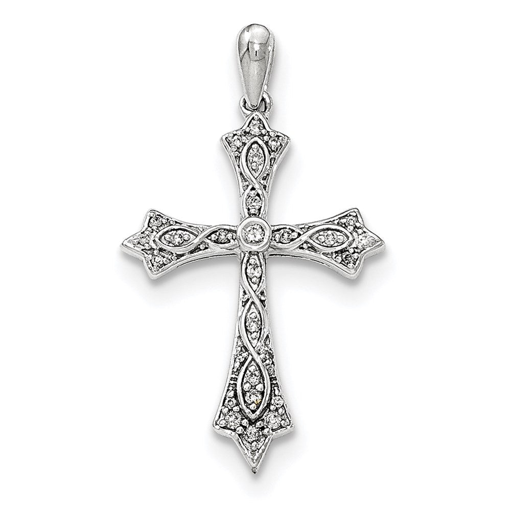 14k white gold real diamond cross pendant xp4963aa