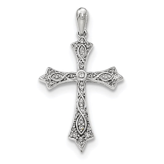 14k white gold real diamond cross pendant xp4963aa