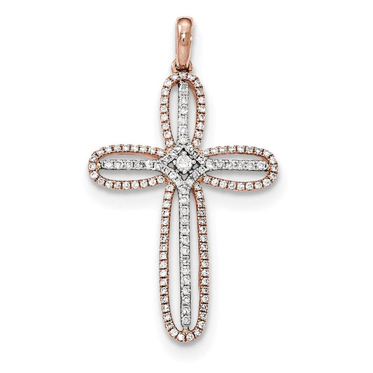 14k white rose gold cross real diamond pendant xp4965aa