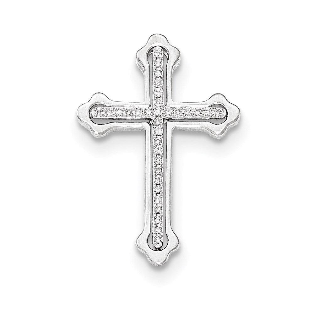 14k white gold polished real diamond cross chain slide pendant xp4969aa