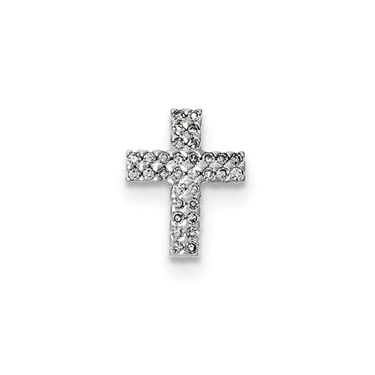 14K White Gold Diamond Cross Pendant