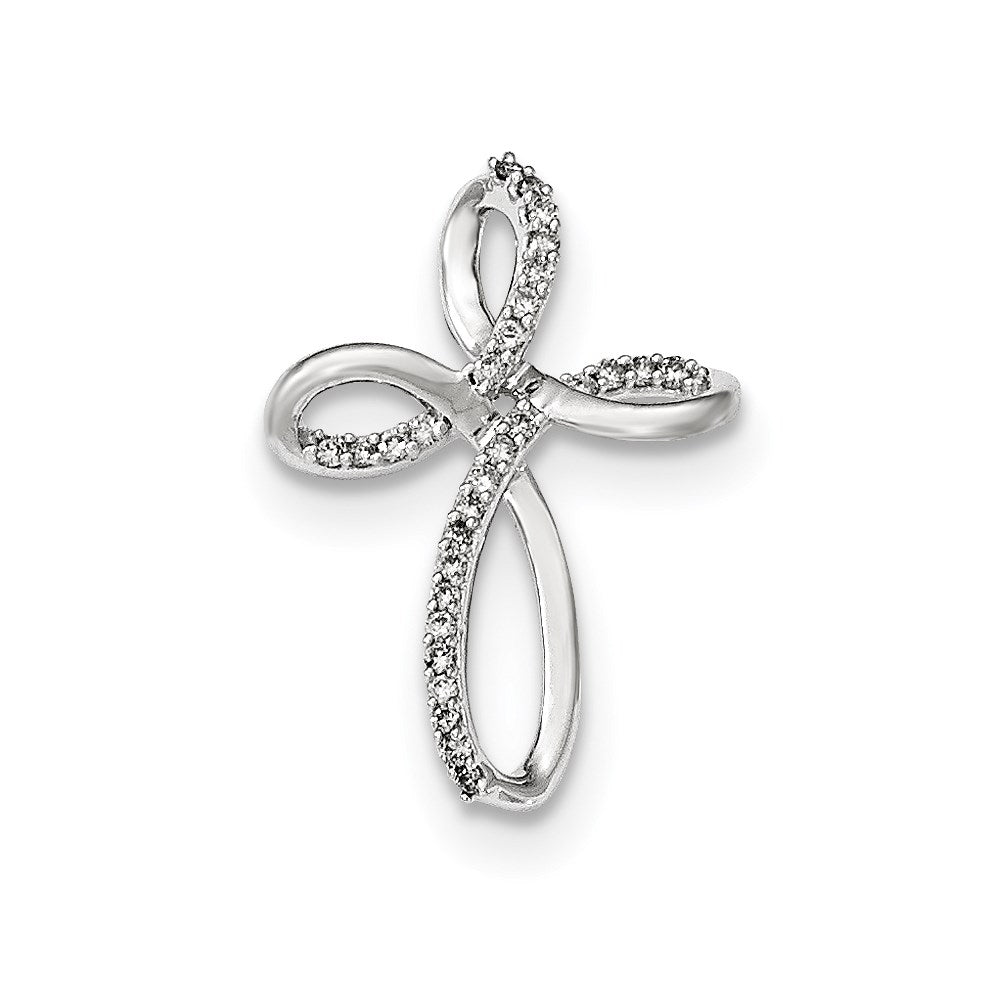 14k white gold real diamond cross pendant xp4979aa