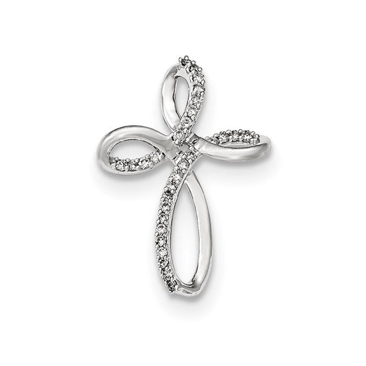 14k white gold real diamond cross pendant xp4979aa