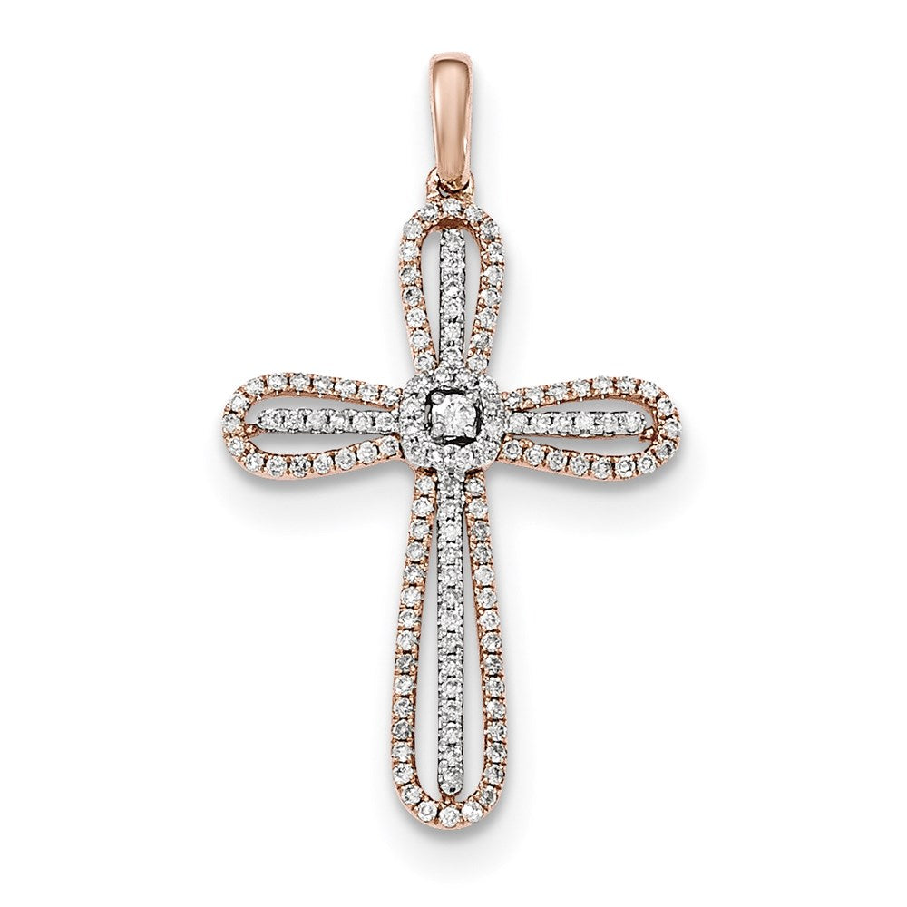 14k white rose gold real diamond cross pendant xp4981aa