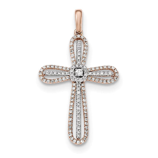 14k white rose gold real diamond cross pendant xp4981aa