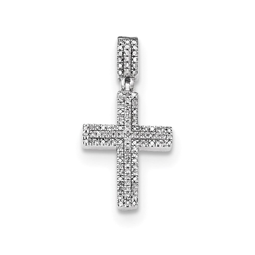 14k white gold real diamond cross pendant xp4982aa
