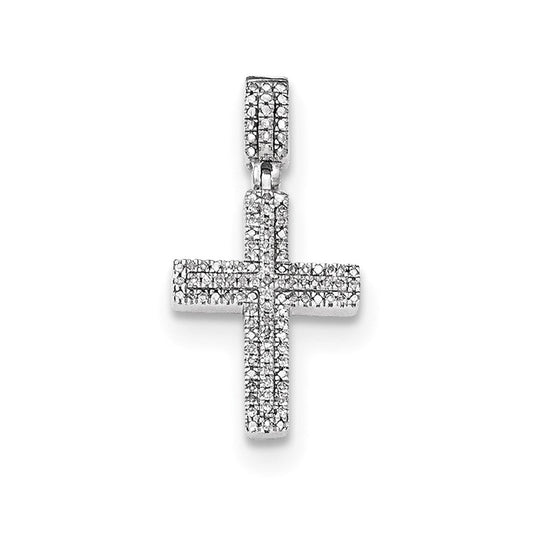 14k white gold real diamond cross pendant xp4982aa