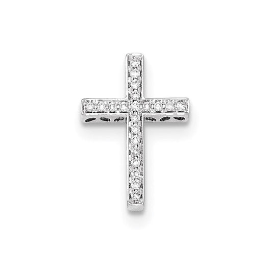 14k white gold real diamond cross slide pendant xp4983aa