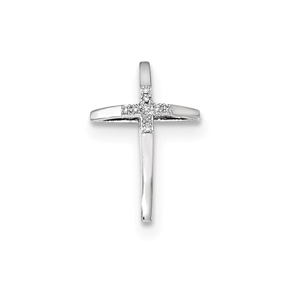 14k white gold real diamond cross chain slide pendant xp4985aa