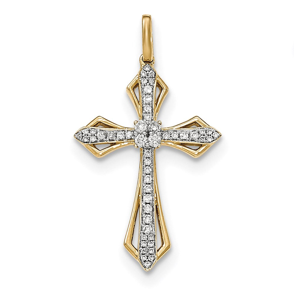 14k yellow gold real diamond cross pendant xp4989aa
