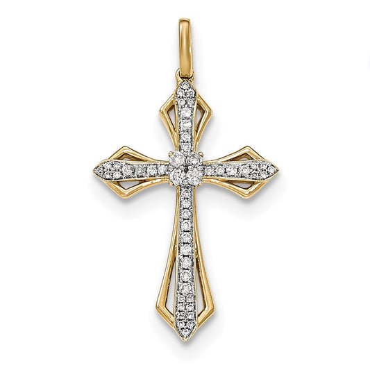 14k yellow gold real diamond cross pendant xp4989aa