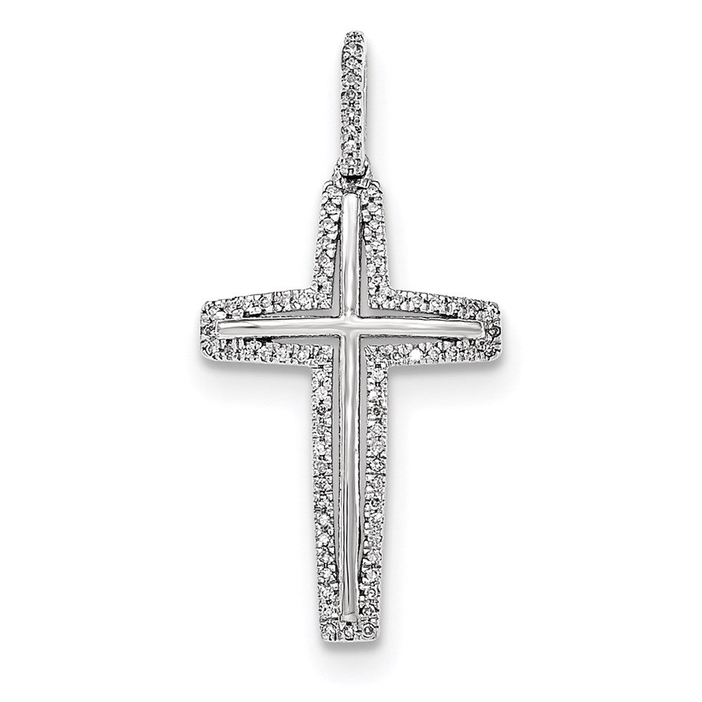 14k white gold real diamond cross pendant xp4991aa