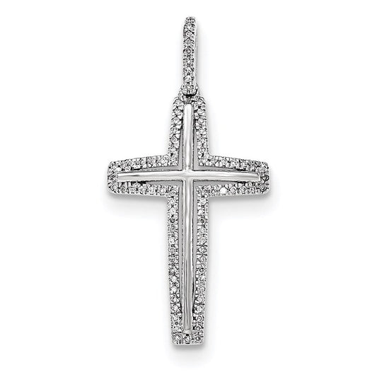14k white gold real diamond cross pendant xp4991aa