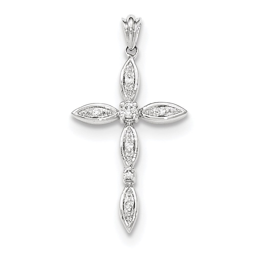 14k white gold real diamond cross pendant xp4992aa