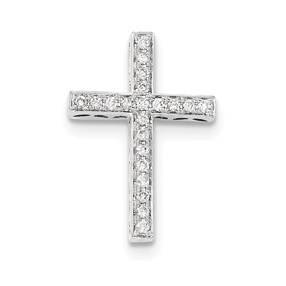 14k white gold real diamond cross chain slide pendant xp4994aa