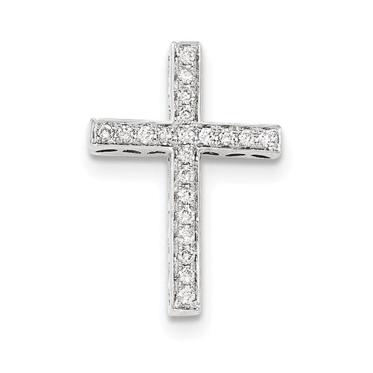 14k white gold real diamond cross chain slide pendant xp4994aa