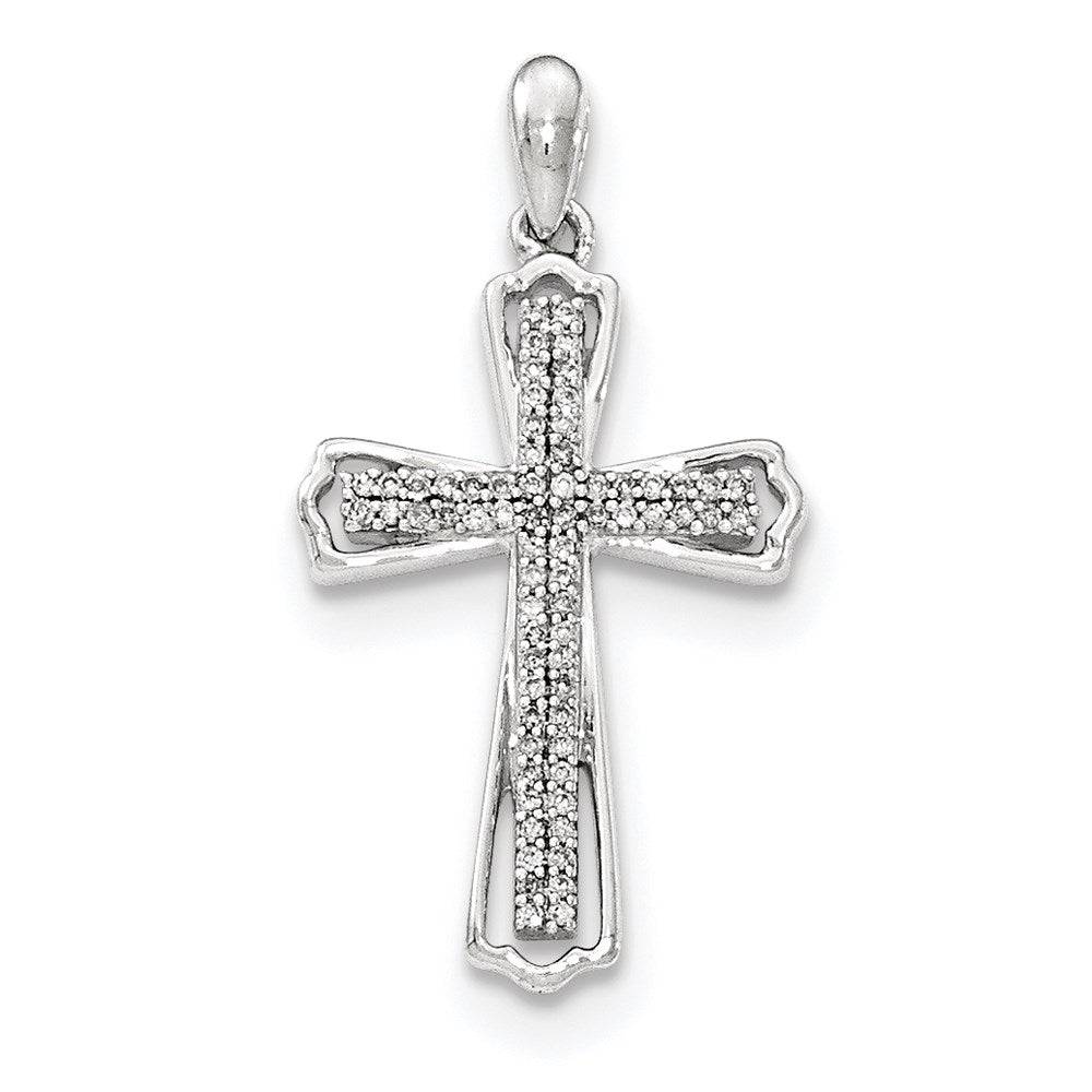 14k white gold real diamond cross pendant xp4997aa