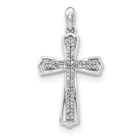 14k white gold real diamond cross pendant xp4997aa