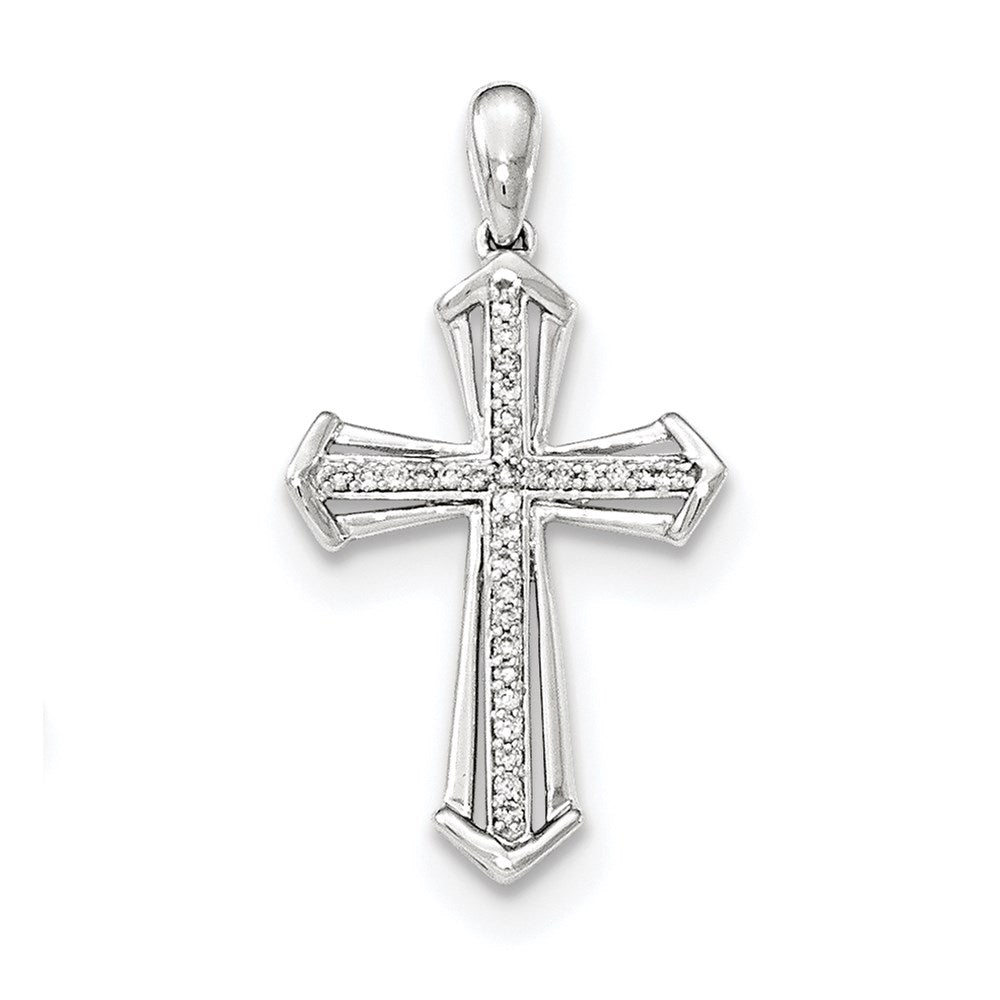 14k white gold real diamond cross pendant xp4998aa