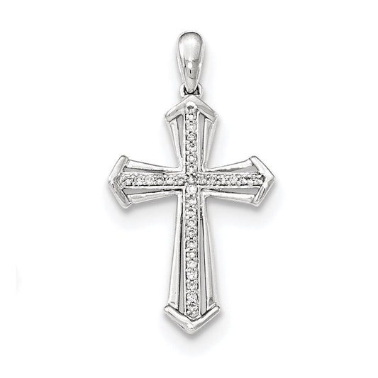 14k white gold real diamond cross pendant xp4998aa