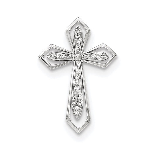 14k white gold polished real diamond cross chain slide pendant xp4999aa