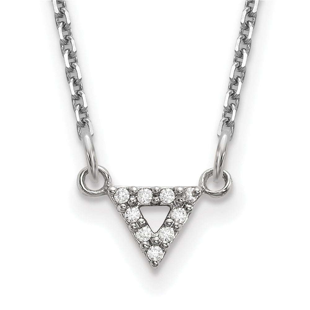 14k white gold aaa quality real diamond 6mm triangle necklace xp5010waaa