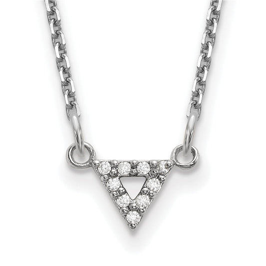 14k white gold aaa quality real diamond 6mm triangle necklace xp5010waaa