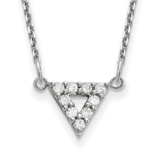 14k white gold a quality real diamond 9mm triangle necklace xp5011wa