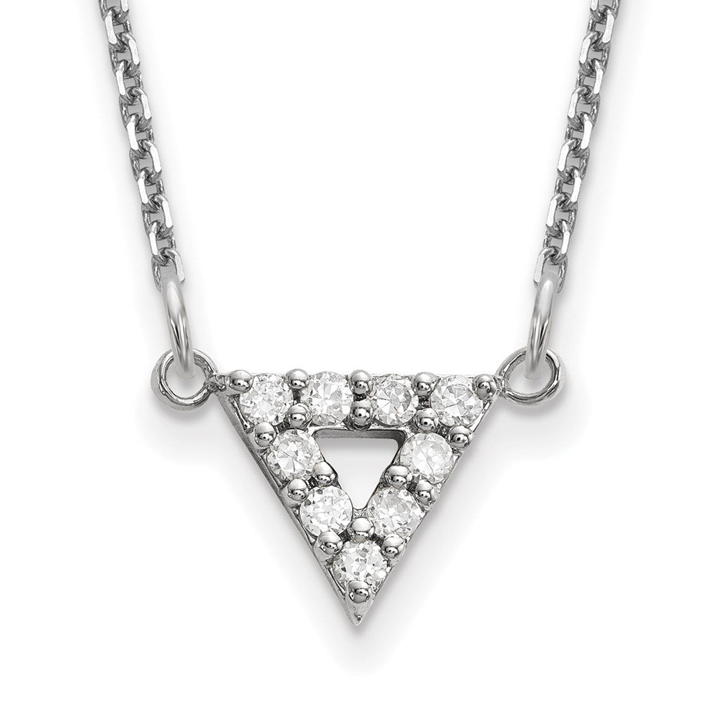 14k white gold aa quality real diamond 9mm triangle necklace xp5011waa