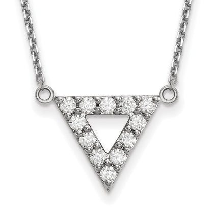 14k white gold a quality real diamond 13mm triangle necklace xp5012wa