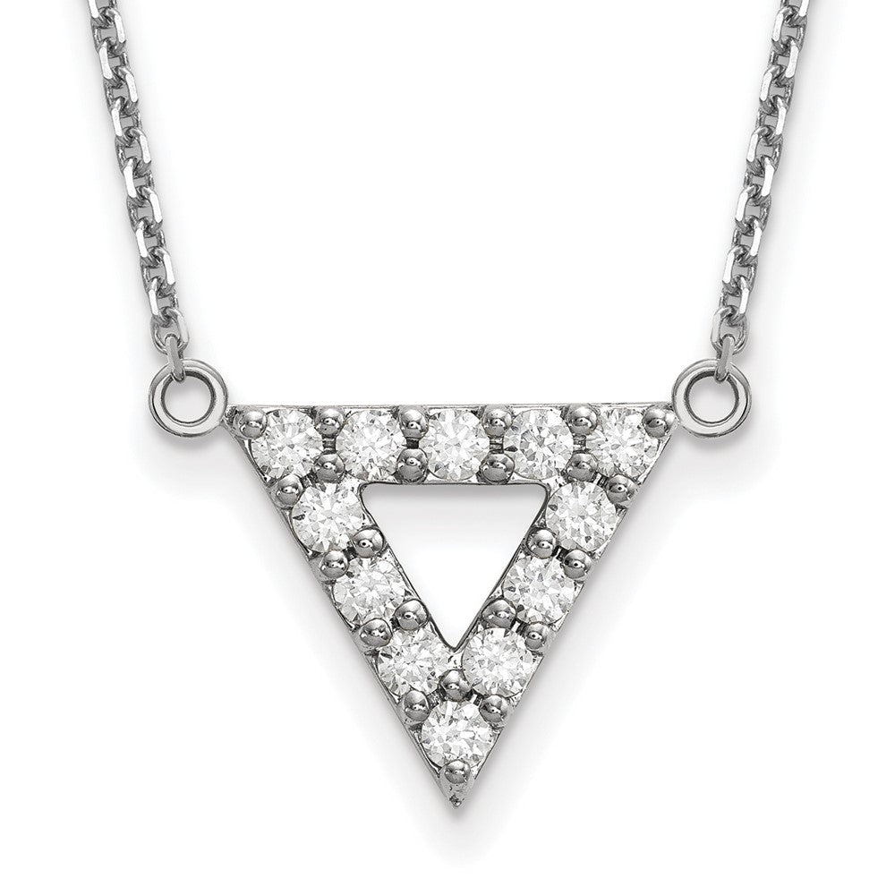 14k white gold aa quality real diamond 13mm triangle necklace xp5012waa
