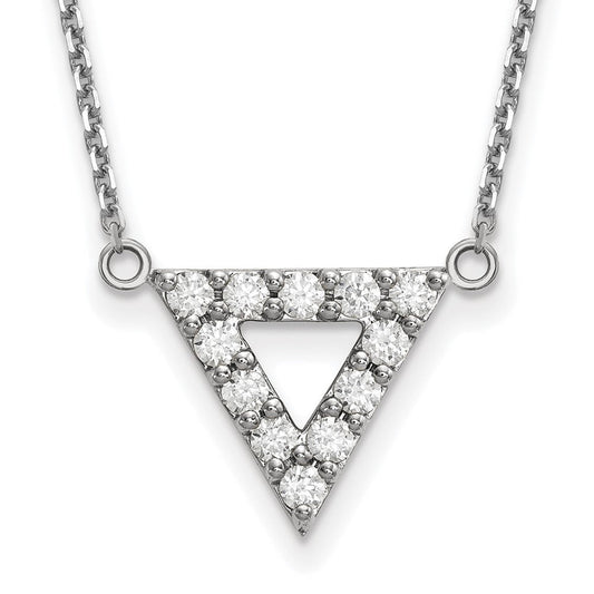 14k white gold aa quality real diamond 13mm triangle necklace xp5012waa