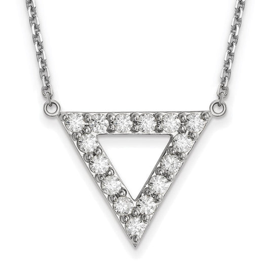 14k white gold aa quality real diamond 20mm triangle necklace xp5013waa