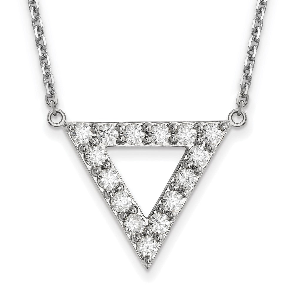 14k white gold vs quality real diamond 20mm triangle necklace xp5013wvs