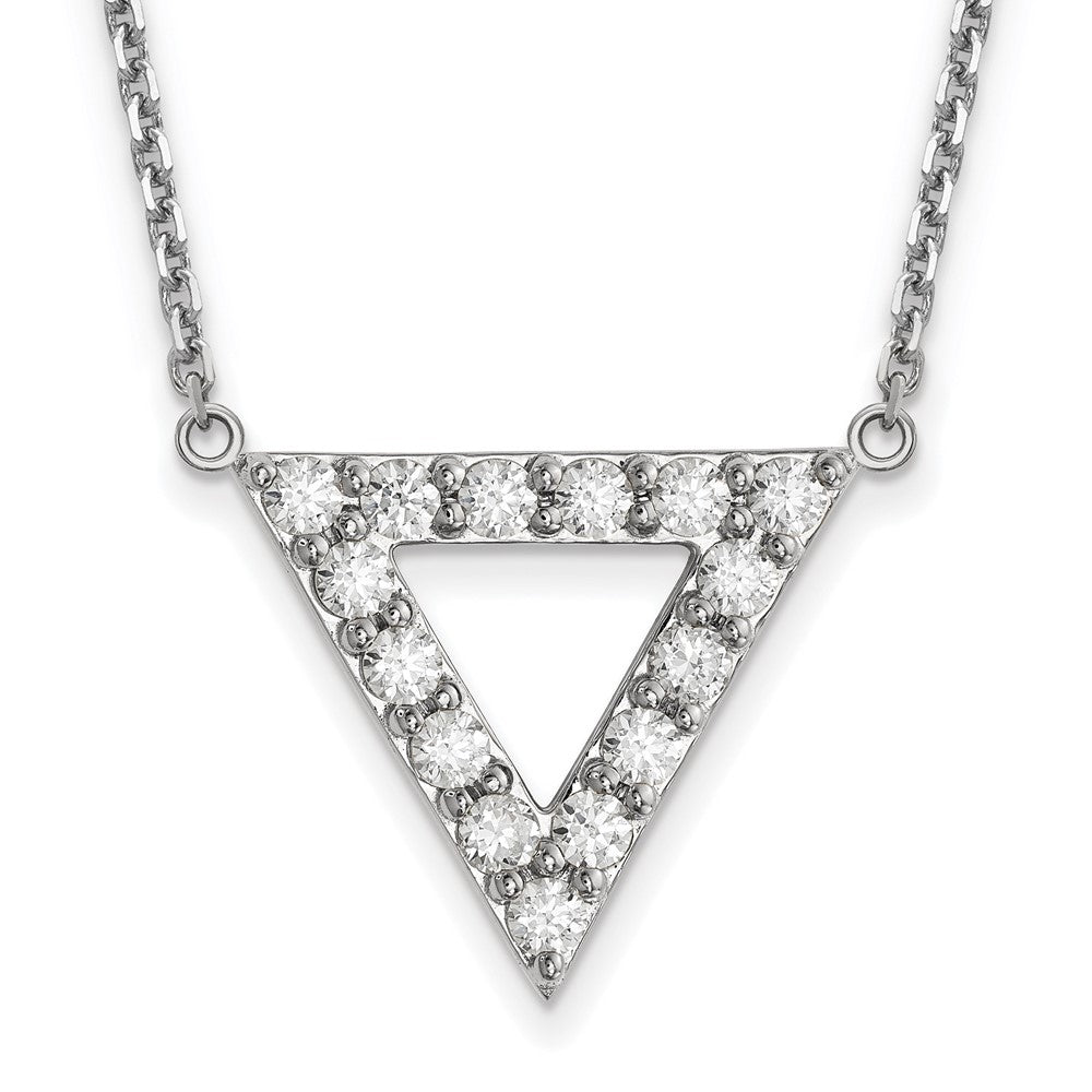14k white gold aaa quality real diamond 20mm triangle necklace xp5013waaa