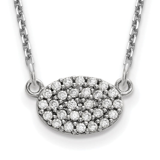 14k white gold real diamond cluster oval necklace xp5029waa