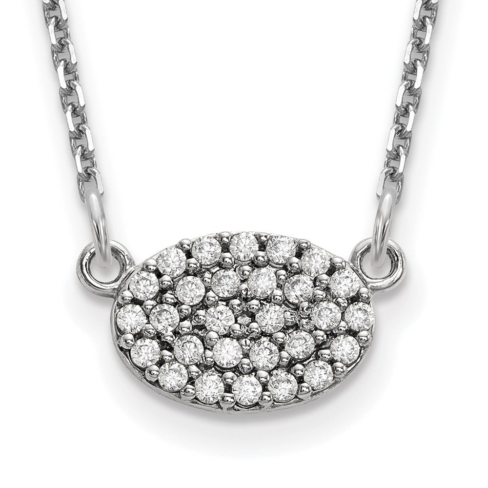 14k white gold real diamond cluster oval necklace xp5029wvs