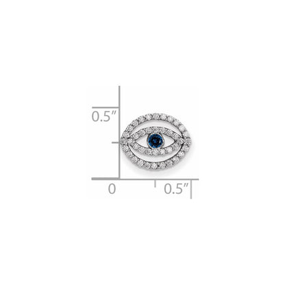 14k White Gold Small Diamond and Sapphire Halo Evil Eye Pendant